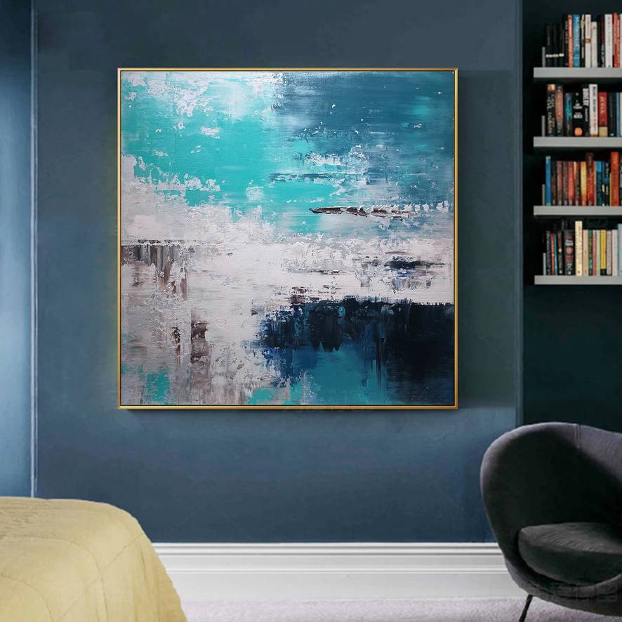Green Sky Modern Abstract Canvas Artwork XD5Y3 wall art